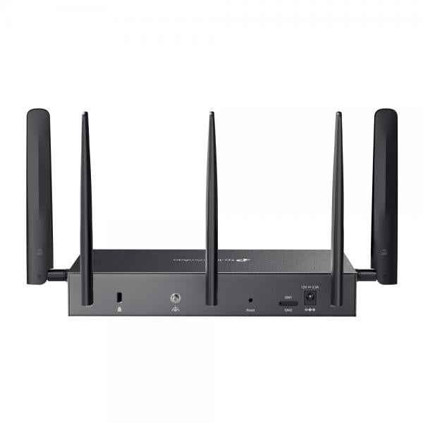 TP-Link - Omada 4G+ Cat6 AX3000 Gigabit Desktop DSL Gateway, 1  Gigabit WAN/LAN Port, 4 Gigabit LAN Ports, 1  DSL Port, 2FXS Ports ,1 USB 3.0 Port,2 Nano SIM slots (4G+ Cat6), 574Mbps at 2.4 GHz [DR3650v-4G]