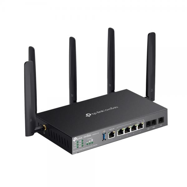 TP-Link - Omada 4G+ Cat6 AX3000 Gigabit Desktop DSL Gateway, 1  Gigabit WAN/LAN Port, 4 Gigabit LAN Ports, 1  DSL Port, 2FXS Ports ,1 USB 3.0 Port,2 Nano SIM slots (4G+ Cat6), 574Mbps at 2.4 GHz [DR3650v-4G]