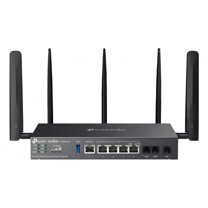 TP-Link - Omada 4G+ Cat6 AX3000 Gigabit Desktop DSL Gateway, 1  Gigabit WAN/LAN Port, 4 Gigabit LAN Ports, 1  DSL Port, 2FXS Ports ,1 USB 3.0 Port,2 Nano SIM slots (4G+ Cat6), 574Mbps at 2.4 GHz [DR3650v-4G]