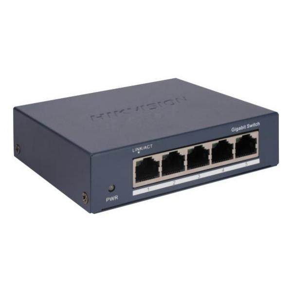 HIKVISION SWITCH 5 PORT GIGABIT UNMANAGED SWITCH 5 GIGABIT RJ45 PORTS, DESKTOP STEEL CASE UNMANAGED [DS-3E0505-O]