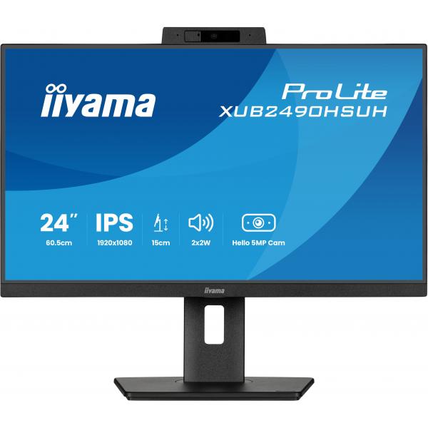Iiyama ProLite 24 inch IPS LED Full HD Monitor - 1920x1080 - HAS - Webcam build-in [XUB2490HSUH-B2]