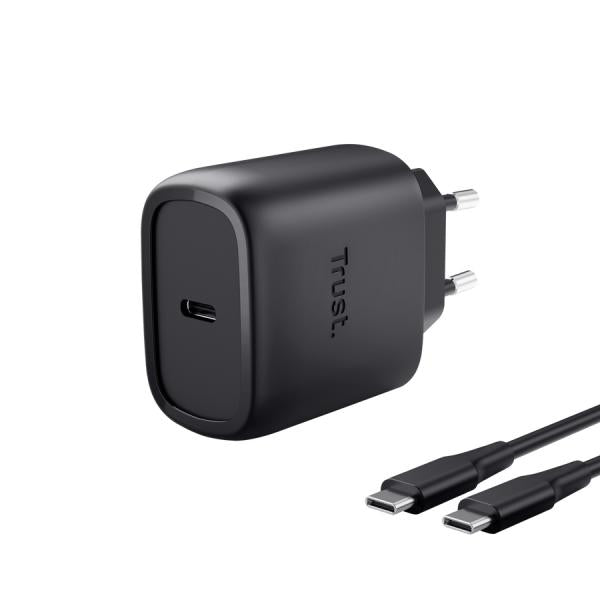 TRUST ALIMENTATORE/CARICABATTERIA 45W USB-C GAN - CAVO RICARICA 2M INCLUSO - PLASTICA RICICLATA 50 [25722]