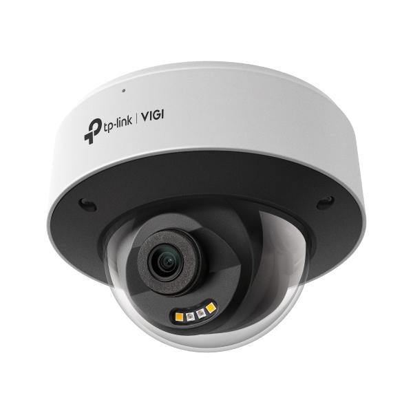 TP-Link - VIGI 8MP Full-Color Dome Network Camera SPEC: 8MP, 2.8mm Fixed Lens, 1/2.7? Progressive Scan CMOS, H.265+/H.265/H.264+/H.264, IR&White LED, 25fps/30fps (3840  2160), IP67, IK10, PoE/DC 12V [InsightS285(2.8mm)]