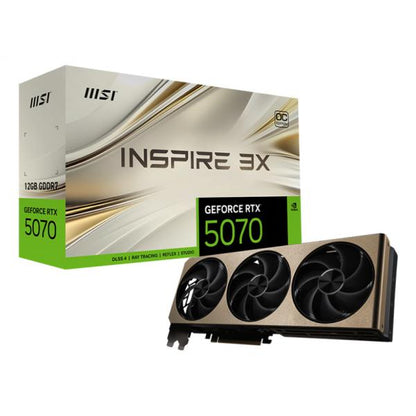 MSI VGA GEFORCE RTX 5070, RTX 5070 12G INSPIRE 3X OC, 12GB GDDR7, HDMI/DP3, DUAL FAN, OC [RTX 5070 12G INS 3XO]