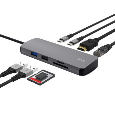 Trust 25672 hub di interfaccia USB tipo-C Grigio [25672]