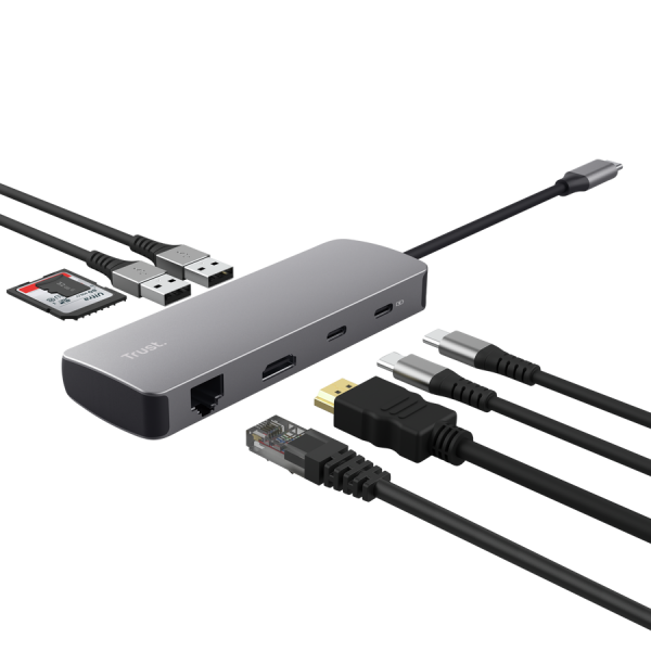Trust 25672 hub di interfaccia USB tipo-C Grigio [25672]
