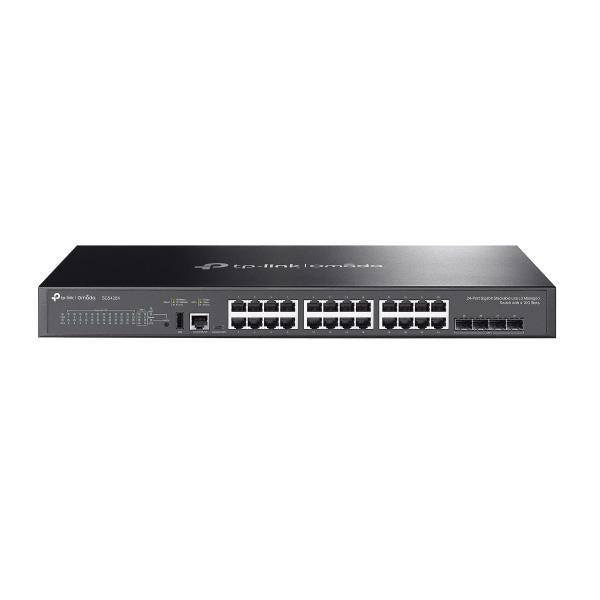 TP-Link - SG5428X - Omada 24-Port Gigabit Stackable Lite L3 Managed Switch with 4 10G Slots, 24 Gigabit RJ45 Ports, 4 10G SFP+ Slots, RJ45/USB Type C Console Port, 1 USB2.0 Port, 1U 19-inch Rack-mo [SG5428X]