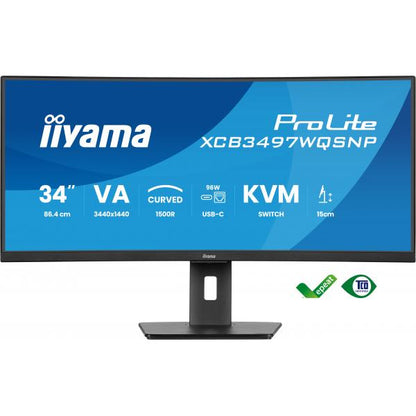 iiyama ProLite XCB3497WQSNP-B1 Monitor PC 86,4 cm (34") 3440 x 1440 Pixel UltraWide Quad HD LED Nero [XCB3497WQSNP-B1]