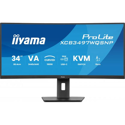 iiyama ProLite XCB3497WQSNP-B1 Monitor PC 86,4 cm (34") 3440 x 1440 Pixel UltraWide Quad HD LED Nero [XCB3497WQSNP-B1]
