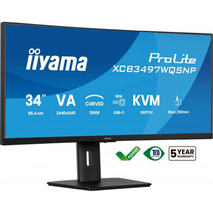 iiyama ProLite XCB3497WQSNP-B1 Monitor PC 86,4 cm (34") 3440 x 1440 Pixel UltraWide Quad HD LED Nero [XCB3497WQSNP-B1]