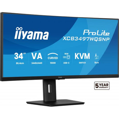 iiyama ProLite XCB3497WQSNP-B1 Monitor PC 86,4 cm (34") 3440 x 1440 Pixel UltraWide Quad HD LED Nero [XCB3497WQSNP-B1]