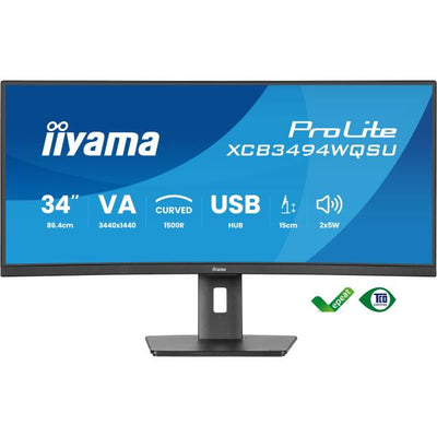 Iiyama ProLite 34 inch - Curved - UltraWide Quad HD VA LED Monitor - 3440x1440 - HAS [XCB3494WQSU-B1]