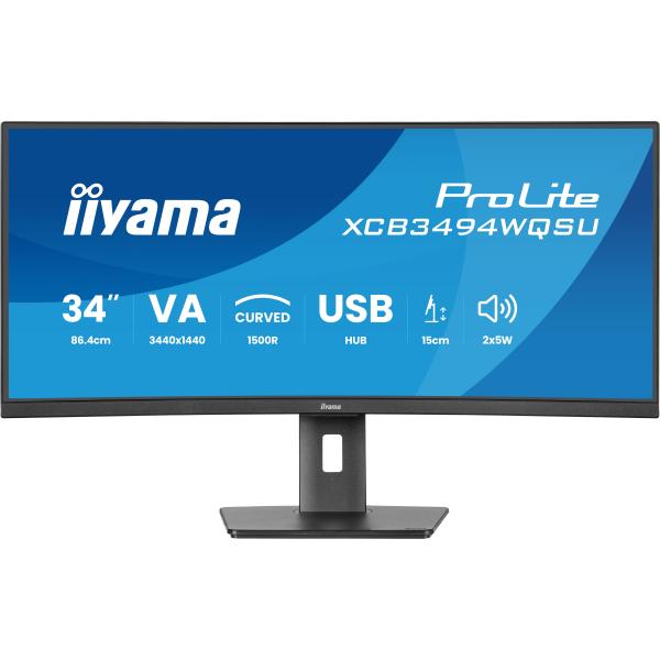 Iiyama ProLite 34 inch - Curved - UltraWide Quad HD VA LED Monitor - 3440x1440 - HAS [XCB3494WQSU-B1]