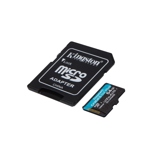 Kingston Technology Scheda microSDXC Canvas Go Plus Gen4 200MB/s A2 U3 V30 da 64 GB + adattatore [SDCG4/64GB]