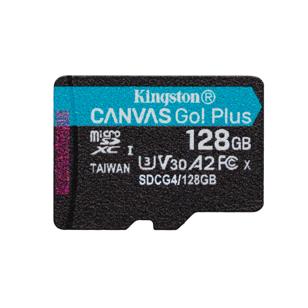 Kingston Technology Scheda microSDXC Canvas Go Plus Gen4 200MB/s A2 U3 V30 da 128 GB + adattatore [SDCG4/128GB]