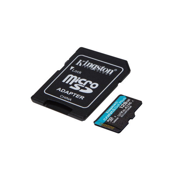Kingston Technology Scheda microSDXC Canvas Go Plus Gen4 200MB/s A2 U3 V30 da 128 GB + adattatore [SDCG4/128GB]