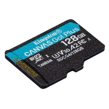 Kingston Technology Scheda microSDXC Canvas Go Plus Gen4 200MB/s A2 U3 V30 da 128 GB + adattatore [SDCG4/128GB]