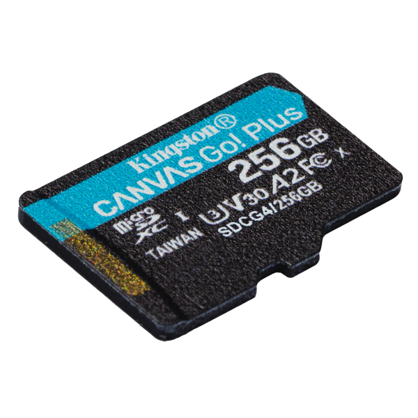 Kingston Technology Scheda microSDXC Canvas Go Plus Gen4 200MB/s A2 U3 V30 da 256 GB + adattatore [SDCG4/256GB]