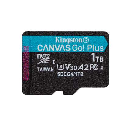 Kingston Technology Scheda microSDXC Canvas Go Plus Gen4 200MB/s A2 U3 V30 da 1 TB + adattatore [SDCG4/1TB]