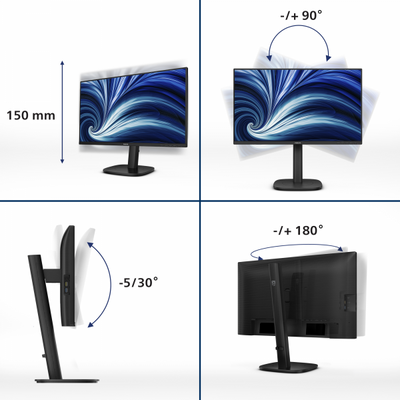 PHILIPS MONITOR 23,8 LED IPS FHD 16:9 4MS 300 CDM, PIVOT, USB-C DOCK, DP/HDMI [24B2U3301]