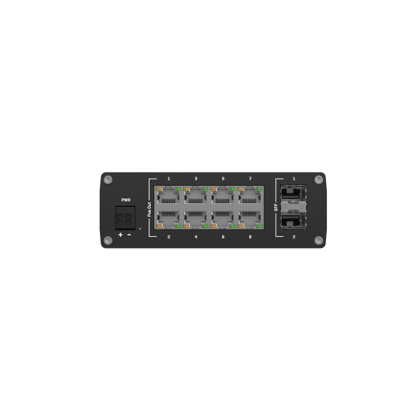Teltonika - TSW200 Switch 8 porte PoE+ unmanaged con 2 porte SFP, 240W di power budget (without Din Rail) [TSW2000000B0]