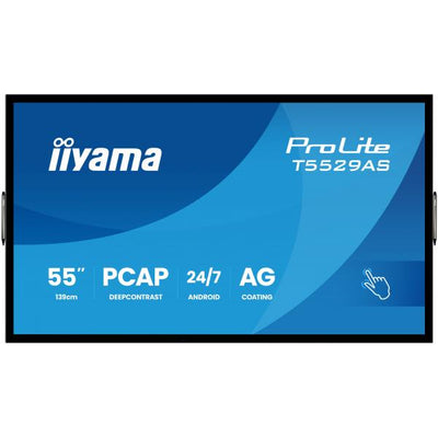 iiyama T5529AS-B1AG visualizzatore di messaggi Design chiosco 138,7 cm (54.6") LED Wi-Fi 450 cd/m 4K Ultra HD Nero Touch screen Processore integrato Android 24/7 [T5529AS-B1AG]