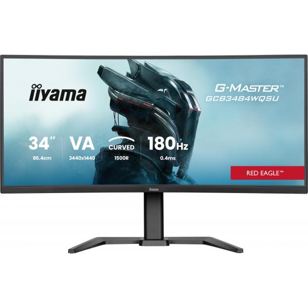 Iiyama G-Master Red Eagle - 34 inch - Ultra Wide Quad HD Curved Monitor - 3440x1440 - Pivot / HAS [GCB3484WQSU-B1]