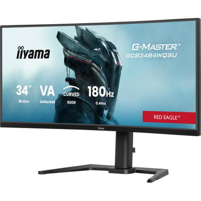 Iiyama G-Master Red Eagle - 34 inch - Ultra Wide Quad HD Curved Monitor - 3440x1440 - Pivot / HAS [GCB3484WQSU-B1]