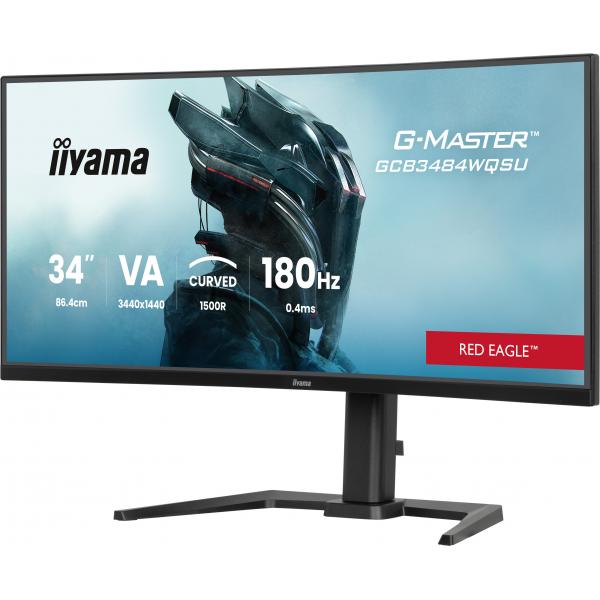 Iiyama G-Master Red Eagle - 34 inch - Ultra Wide Quad HD Curved Monitor - 3440x1440 - Pivot / HAS [GCB3484WQSU-B1]