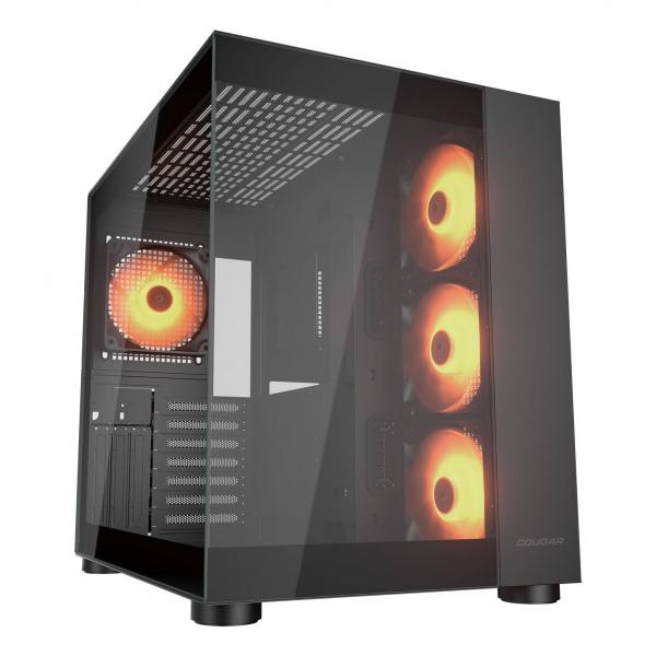 COUGAR CASE MID TOWER CUBE FV 150 RGB BLK D.CHAMBER 3*120+120mm ARGB FAN [CGR-5KA1B-RGB]