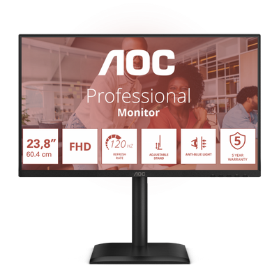 AOC MONITOR 23,8 LED IPS FHD 16:9 4MS 300 CDM 120hz, PIVOT, VGA/DP/HDMI, MULTIMEDIALE [24E4U]