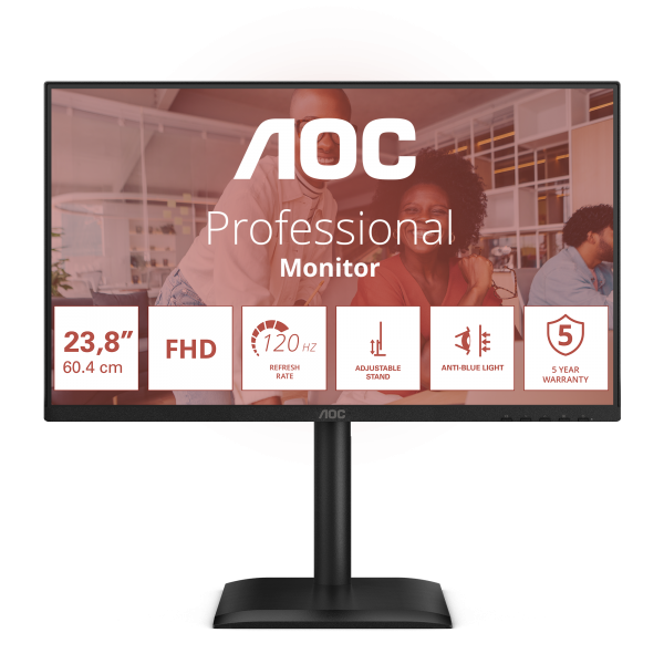 Aoc E4 Series - 24 inch - Full HD IPS LED Monitor - 1920x1080 - 120hz - Pivot/HAS [24E4U]