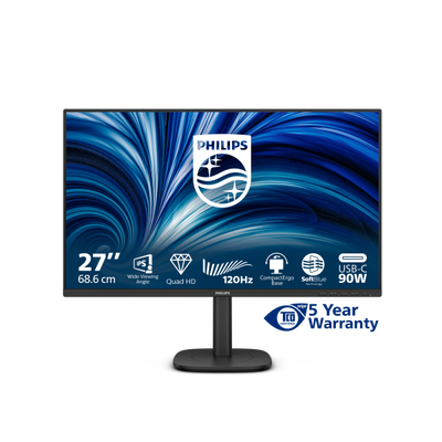 PHILIPS MONITOR 27 LED IPS QHD 16:9 4MS 350 CDM 120hz, PIVOT, VGA/DP/HDMI, USB-C, MULTIMEDIALE [27B2U3601]