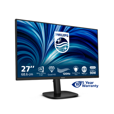 PHILIPS MONITOR 27 LED IPS QHD 16:9 4MS 350 CDM 120hz, PIVOT, VGA/DP/HDMI, USB-C, MULTIMEDIALE [27B2U3601]