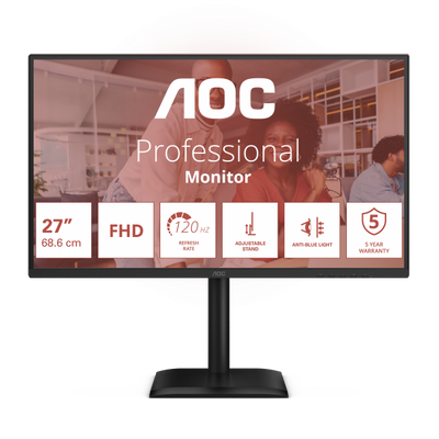 AOC MONITOR 27 LED IPS FHD 16:9 4MS 300 CDM 120hz, PIVOT, VGA/DP/HDMI, MULTIMEDIALE [27E4U]