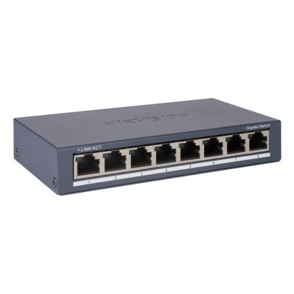 HIKVISION SWITCH 8 PORTE GIGABIT RJ45 PORTS, DESKTOP STEEL CASE UNMANAGED SWITCH [DS-3E0508-O]