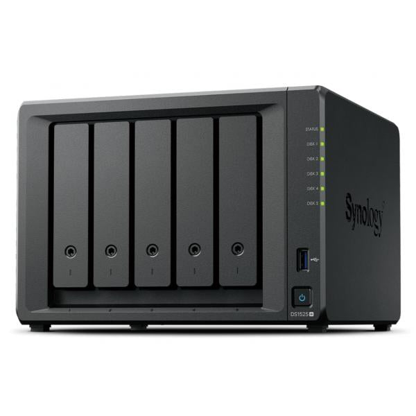 SYNOLOGY NAS TOWER RACK 5X SATA, 2X NVME, RYZEN V1500B, 8GB ECC, 2.5GBE, 1200FPS@720P, 2 LICENZE INC [DS1525+]