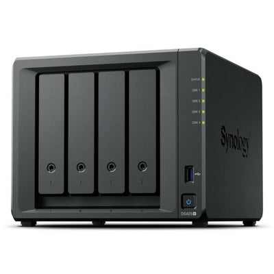SYNOLOGY NAS TOWER 4X SATA, 2X NVME, MAX 40 CAM, CELERON J4125, 2GB RAM, 2.5GBE, USB 3.2, [DS425+]