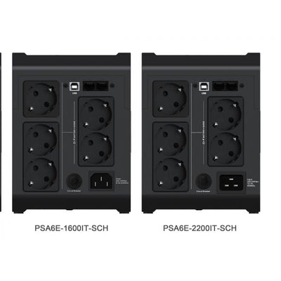 Vertiv PowerUPS 200 Essential PSA6E-2200IT-SCH, 2.200 VA / 1.225 W, AVR, batterie sostituibili dall'utente, batteria di backup, 5 uscite Schuko, due anni di garanzia [PSA6E-2200IT-SCH]