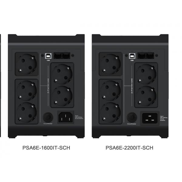 Vertiv PowerUPS 200 Essential PSA6E-2200IT-SCH, 2.200 VA / 1.225 W, AVR, batterie sostituibili dall'utente, batteria di backup, 5 uscite Schuko, due anni di garanzia [PSA6E-2200IT-SCH]