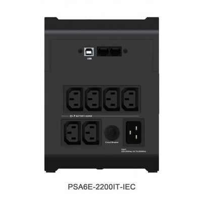 Vertiv PowerUPS 200 Essential PSA6E-2200IT-IEC, 2.200 VA / 1.225 W, AVR, batterie sostituibili dall'utente, batteria di backup, 6 uscite IEC, due anni di garanzia [PSA6E-2200IT-IEC]
