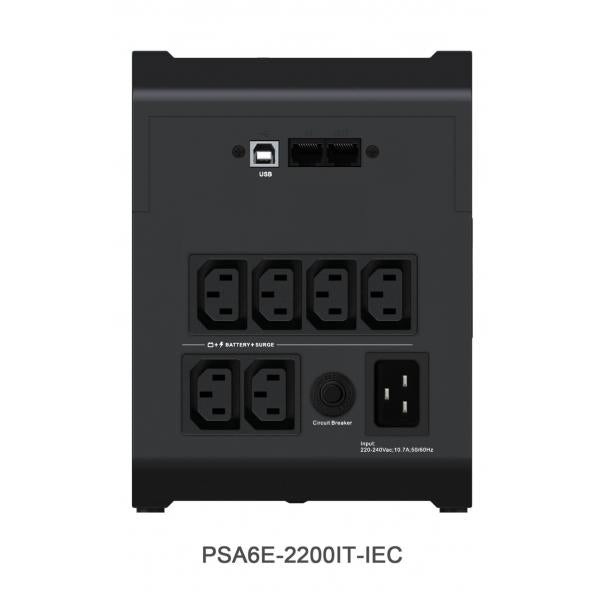 Vertiv PowerUPS 200 Essential PSA6E-2200IT-IEC, 2.200 VA / 1.225 W, AVR, batterie sostituibili dall'utente, batteria di backup, 6 uscite IEC, due anni di garanzia [PSA6E-2200IT-IEC]