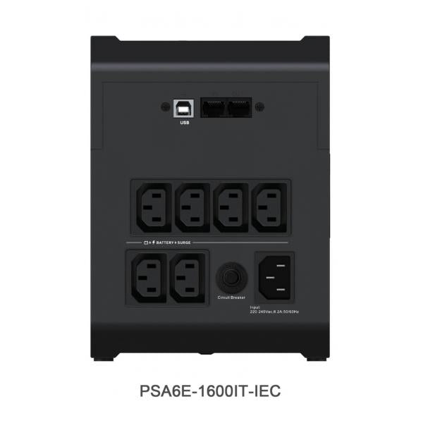 Vertiv PowerUPS 200 Essential PSA6E-1600IT-IEC, 1.600 VA / 925 W, AVR, batterie sostituibili dall'utente, batteria di backup, 6 uscite IEC, due anni di garanzia [PSA6E-1600IT-IEC]