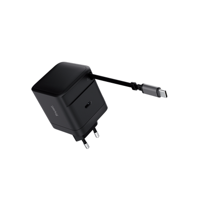 TRUST ALIMENTATORE/CARICABATTERIA 65W 1 PORTE USB-C + CAVO RETRATTILE USB-C - PLASTICA RICICLATA 50 [25805]