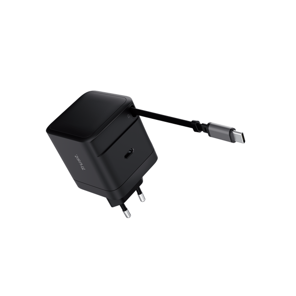 TRUST ALIMENTATORE/CARICABATTERIA 65W 1 PORTE USB-C + CAVO RETRATTILE USB-C - PLASTICA RICICLATA 50 [25805]