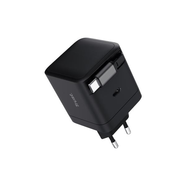 TRUST ALIMENTATORE/CARICABATTERIA 65W 1 PORTE USB-C + CAVO RETRATTILE USB-C - PLASTICA RICICLATA 50 [25805]