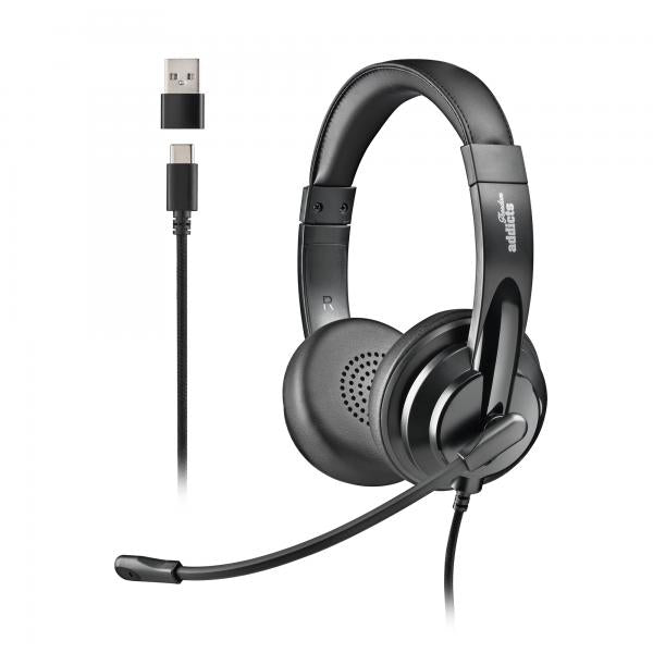 NGS CUFFIE STEREO USB-C CON CONTROLLO DEL VOLUME E ADATTATORE USB [VOX605USBC]