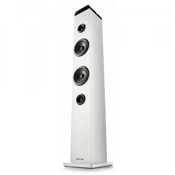 NGS ALTOPARLANTE WIRELESS, 50W, BLUETOOTH 5,4, USB AUX OTTICO RADIO FM, DISPLAY LED E CUSTODIA IN LE [SKYCHARM PRO WHITE]