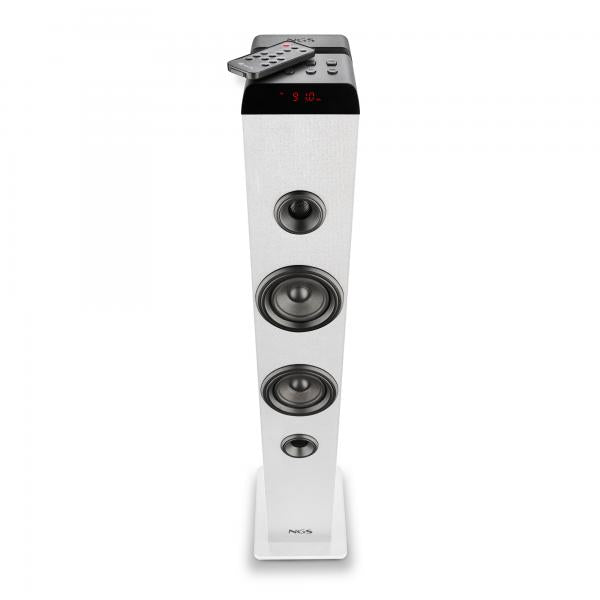 NGS ALTOPARLANTE WIRELESS, 50W, BLUETOOTH 5,4, USB AUX OTTICO RADIO FM, DISPLAY LED E CUSTODIA IN LE [SKYCHARM PRO WHITE]