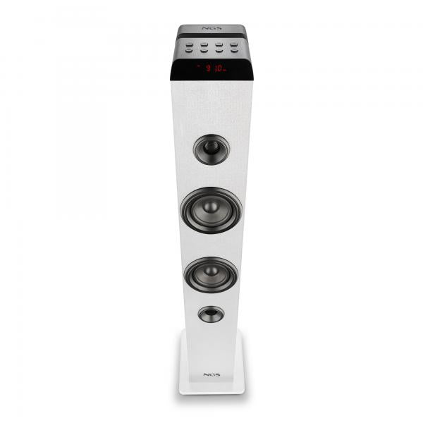 NGS ALTOPARLANTE WIRELESS, 50W, BLUETOOTH 5,4, USB AUX OTTICO RADIO FM, DISPLAY LED E CUSTODIA IN LE [SKYCHARM PRO WHITE]